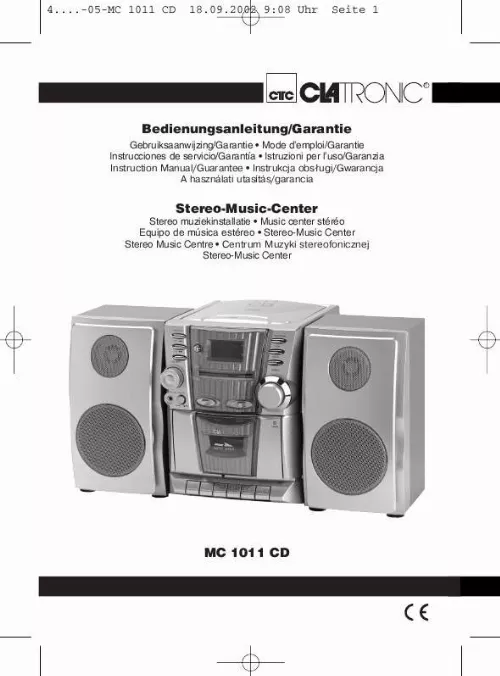 Mode d'emploi CLATRONIC MC 1011 CD