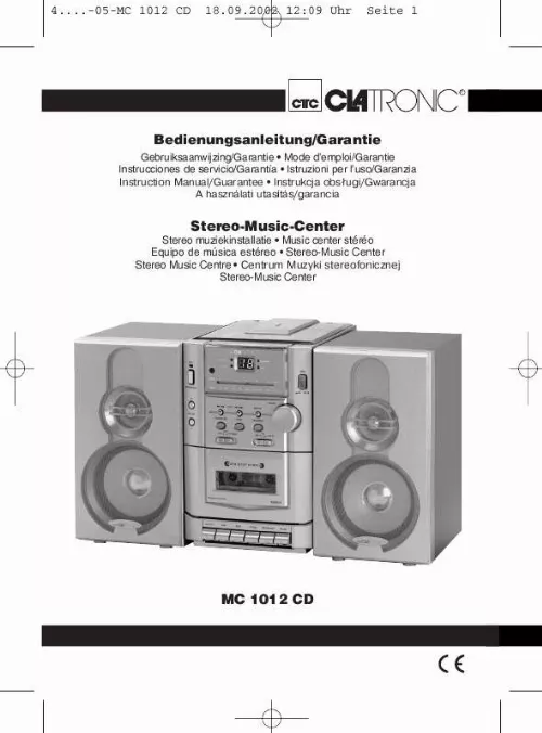 Mode d'emploi CLATRONIC MC 1012 CD