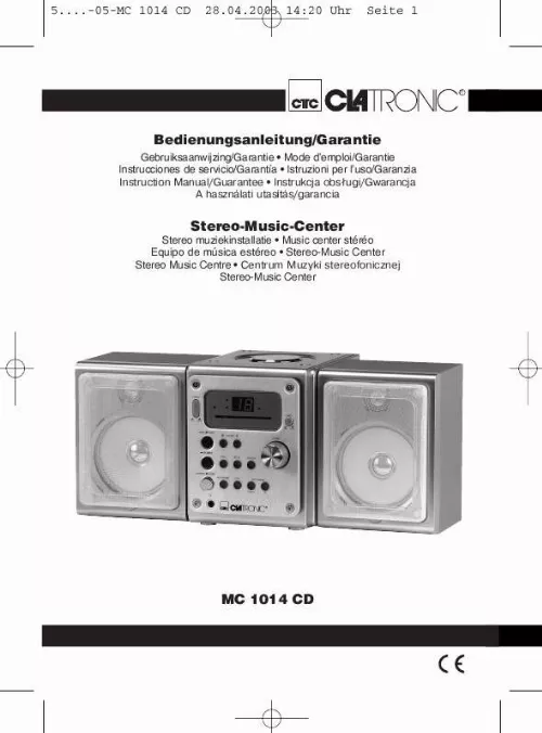 Mode d'emploi CLATRONIC MC 1014 CD