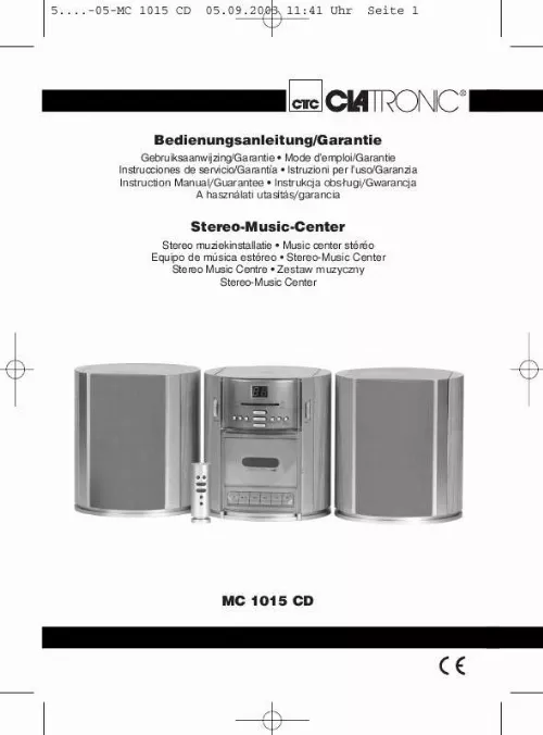 Mode d'emploi CLATRONIC MC 1015 CD