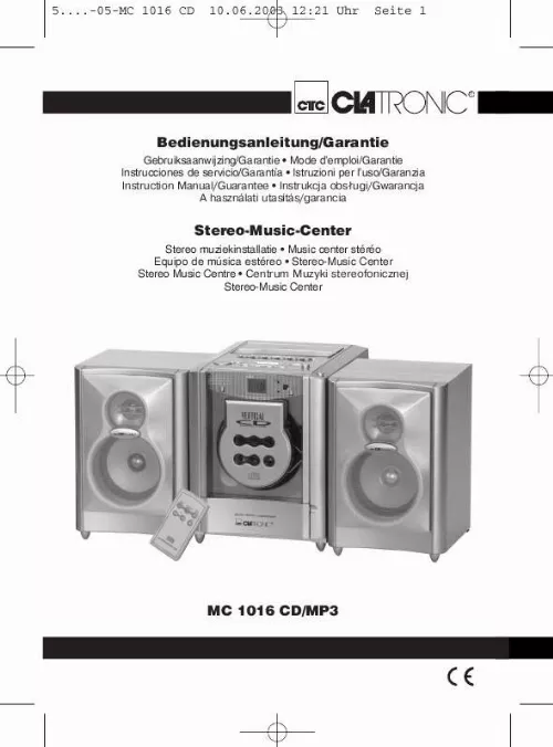 Mode d'emploi CLATRONIC MC 1016 CD
