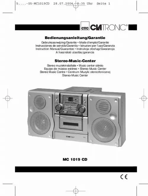 Mode d'emploi CLATRONIC MC 1019 CD