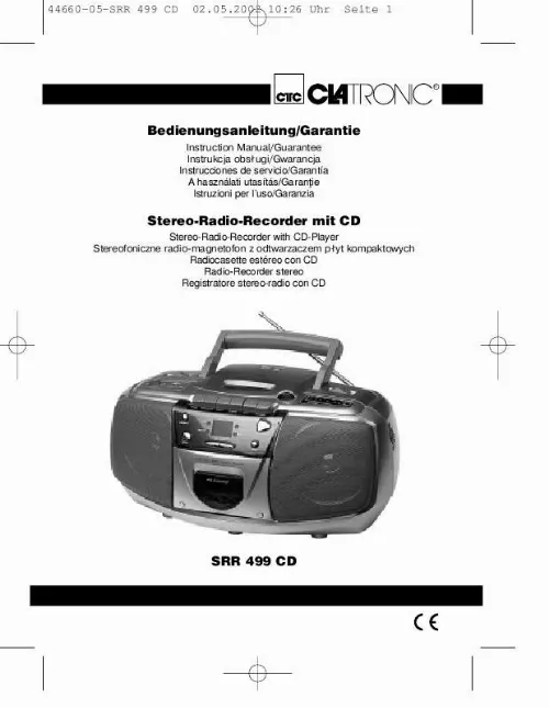Mode d'emploi CLATRONIC SRR 499 CD