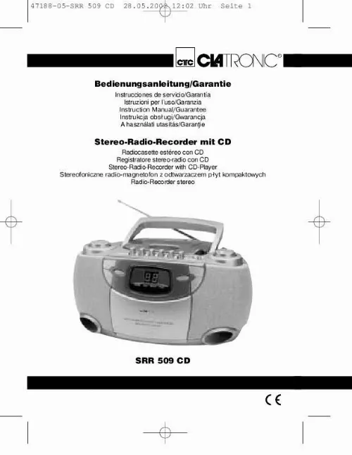 Mode d'emploi CLATRONIC SRR 509 CD