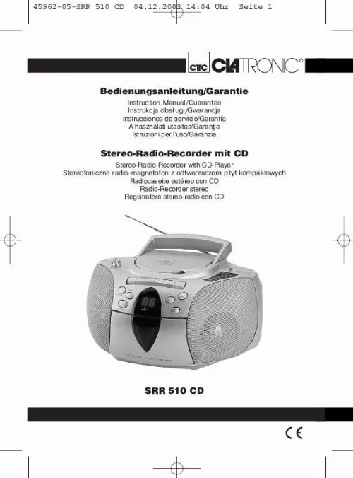 Mode d'emploi CLATRONIC SRR 510 CD