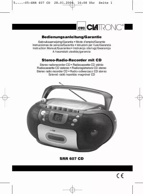 Mode d'emploi CLATRONIC SRR 607 CD