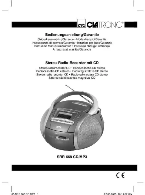 Mode d'emploi CLATRONIC SRR 668 CD MP3