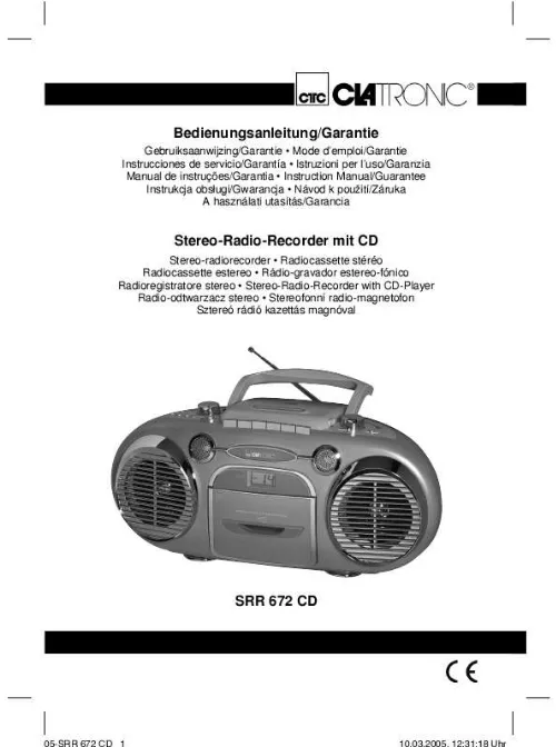 Mode d'emploi CLATRONIC SRR 672 CD