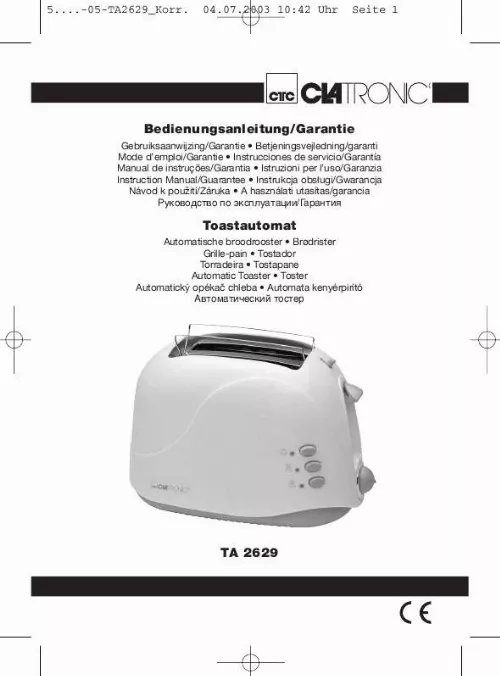 Mode d'emploi CLATRONIC TA 2629