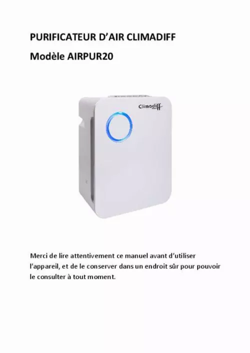 Mode d'emploi CLIMADIFF AIRPUR20