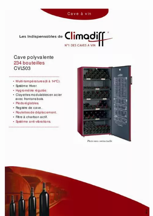 Mode d'emploi CLIMADIFF CVL503
