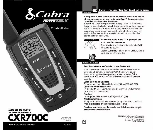 Mode d'emploi COBRA CXR700C