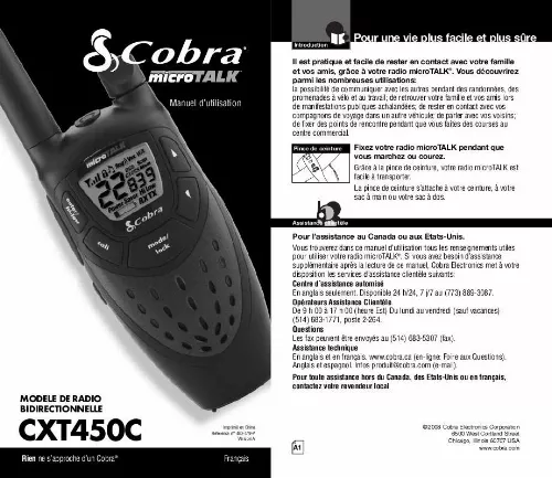 Mode d'emploi COBRA CXT450C