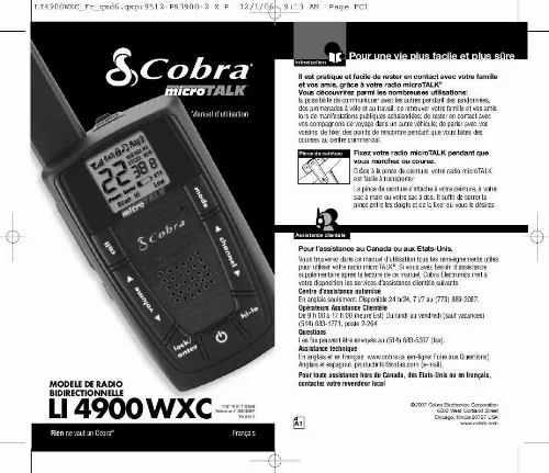 Mode d'emploi COBRA LI 4900 WXC