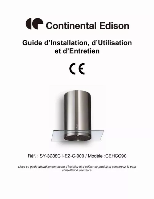 Mode d'emploi CONTINENTAL EDISON CEHCC90