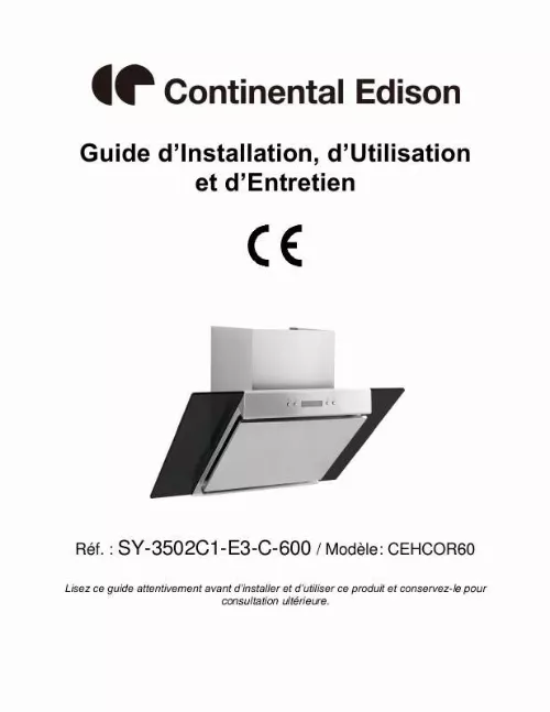 Mode d'emploi CONTINENTAL EDISON SY-3502C1-E3-C-600