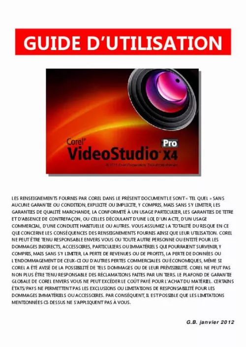 Mode d'emploi COREL VIDEOSTUDIO X4 PRO