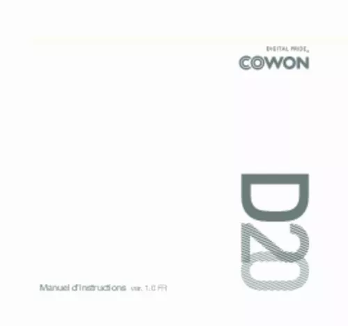 Mode d'emploi COWON D20-32G-BLK