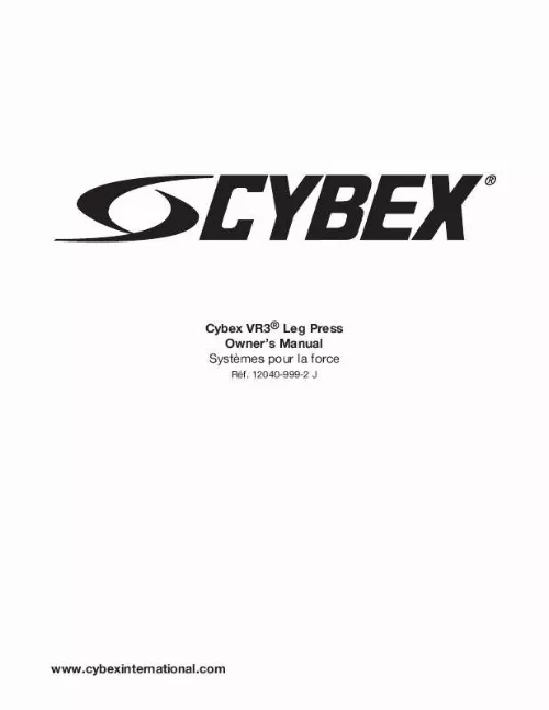 Mode d'emploi CYBEX INTERNATIONAL 12040 LEG PRESS