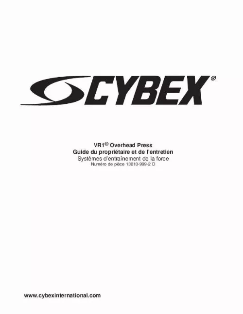 Mode d'emploi CYBEX INTERNATIONAL 13010 OVERHEAD PRESS