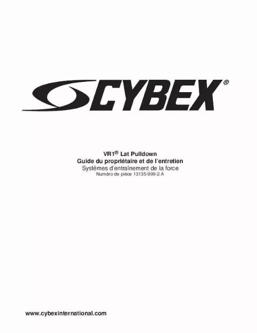 Mode d'emploi CYBEX INTERNATIONAL 13135 PULLDOWN