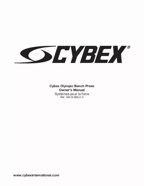 Mode d'emploi CYBEX INTERNATIONAL 16010 OLYMPIC BENCH