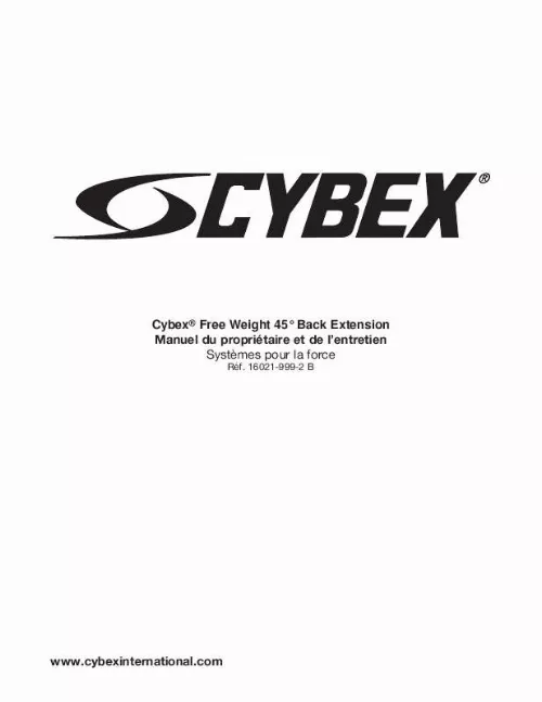 Mode d'emploi CYBEX INTERNATIONAL 16021 45 DEGREE BACK