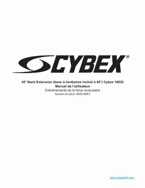 Mode d'emploi CYBEX INTERNATIONAL 16022 45 DEGREE BACK EXTENSION