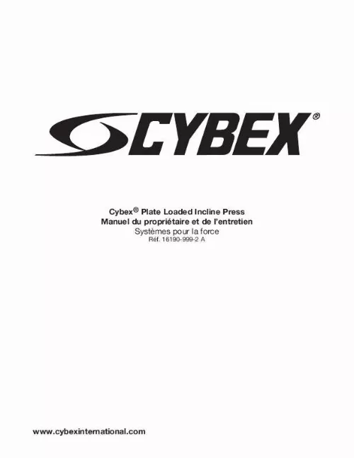 Mode d'emploi CYBEX INTERNATIONAL 16190 INCLINE PRESS