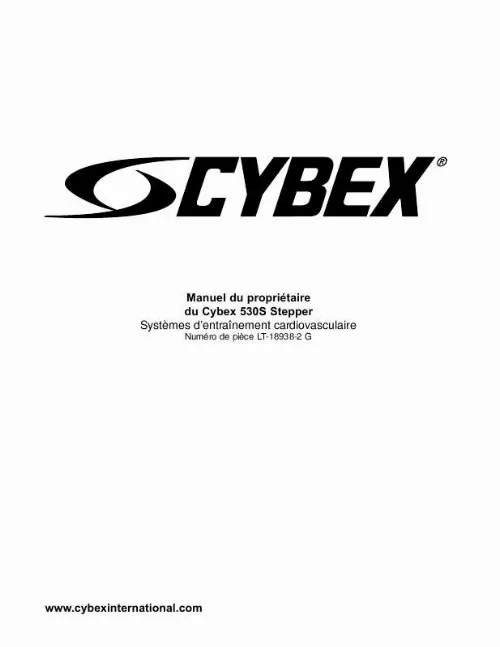 Mode d'emploi CYBEX INTERNATIONAL 530S STEPPER