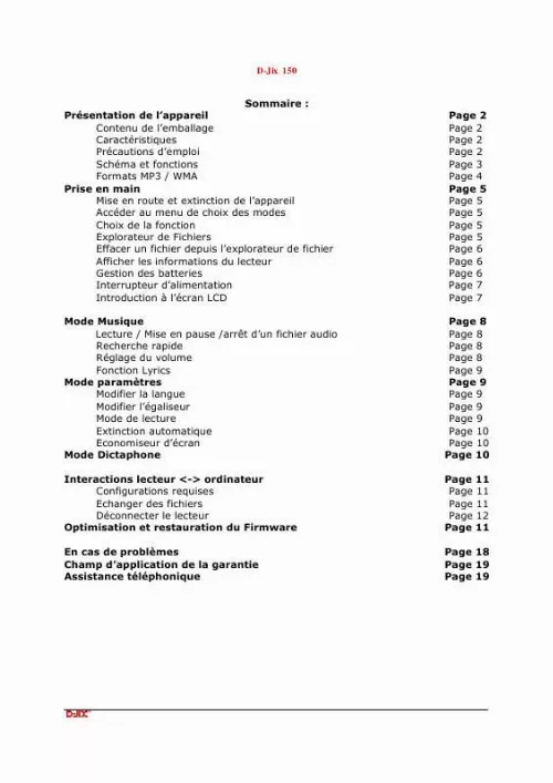 Mode d'emploi D-JIX 150