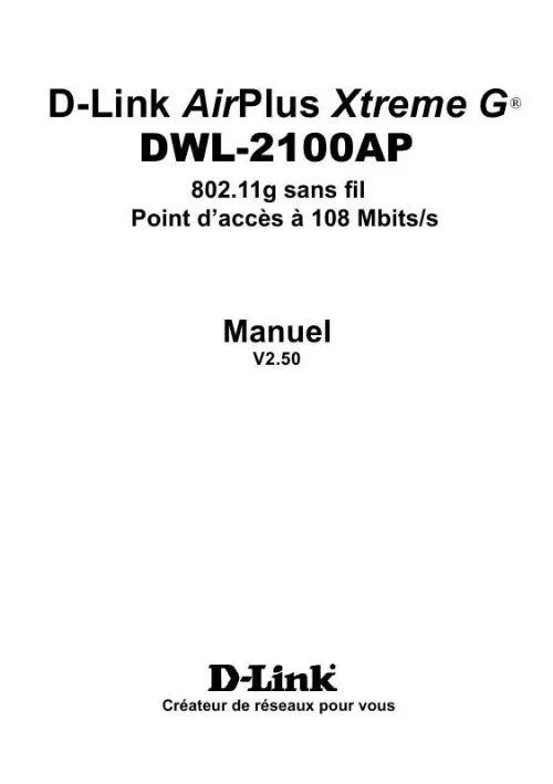 Mode d'emploi D-LINK AIRPLUS XTREME G DWL-2100AP