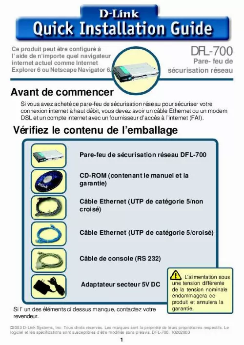 Mode d'emploi D-LINK DFL-700