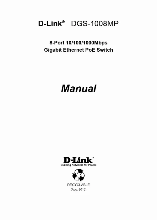 Mode d'emploi D-LINK DGS-1008MP