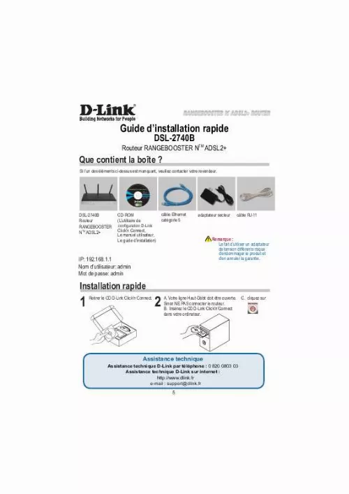 Mode d'emploi D-LINK DSL-2740B