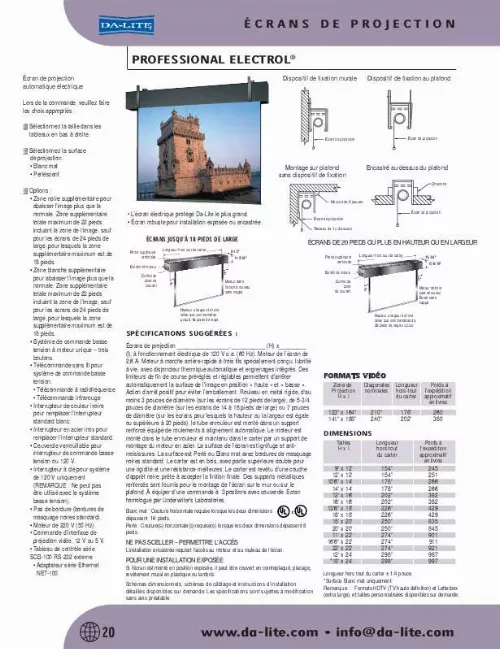 Mode d'emploi DA-LITE PROFESSIONAL ELECTROL