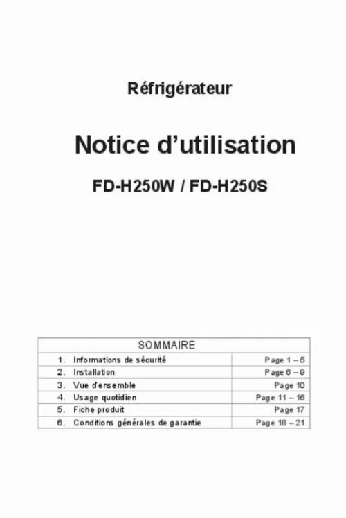 Mode d'emploi DAEWOO FDH250S