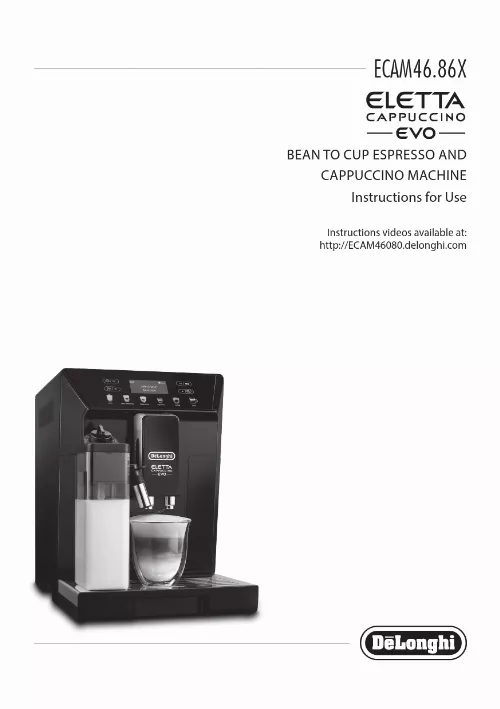 Mode d'emploi DELONGHI ELETTA CAPPUCCINO ECAM 46.860