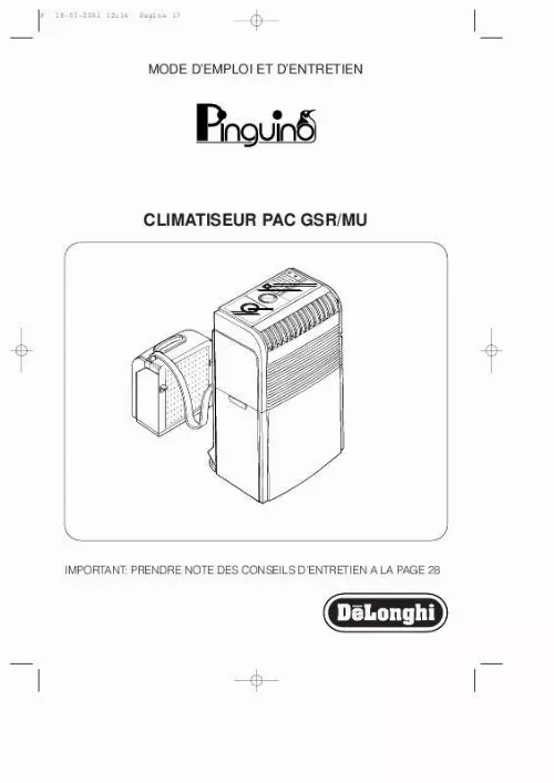 Mode d'emploi DELONGHI PAC GSR/MU