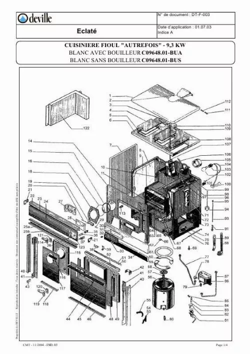 Mode d'emploi DEVILLE AUTREFOIS 9.3 KW