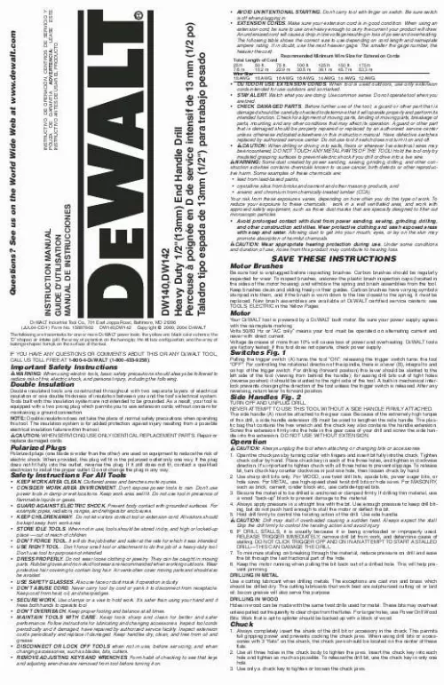 Mode d'emploi DEWALT DW140