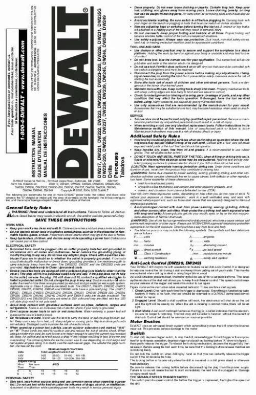 Mode d'emploi DEWALT DW223G