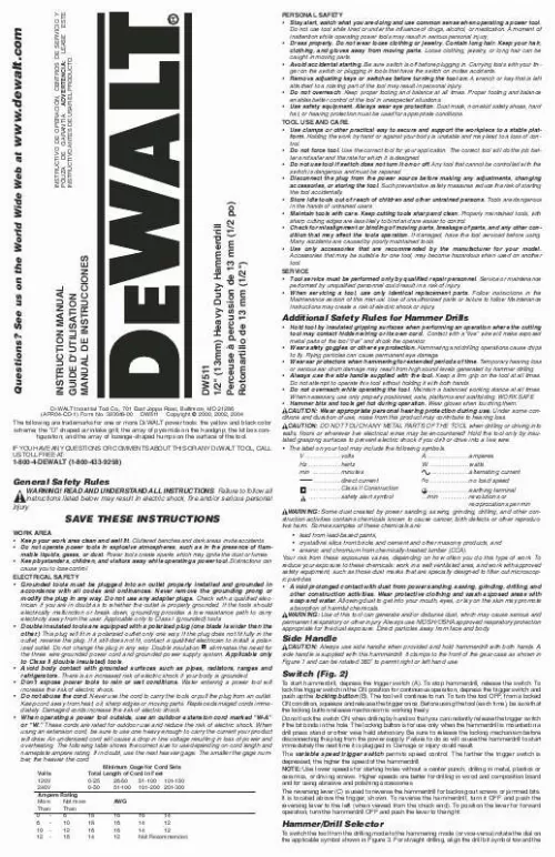 Mode d'emploi DEWALT DW511