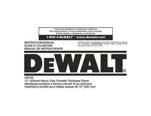 Mode d'emploi DEWALT DW735