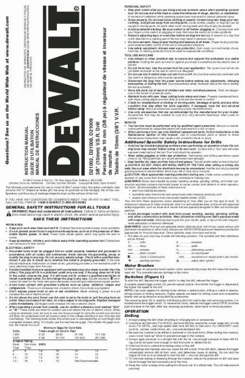 Mode d'emploi DEWALT DWD110K