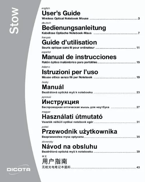 Mode d'emploi DICOTA STOW