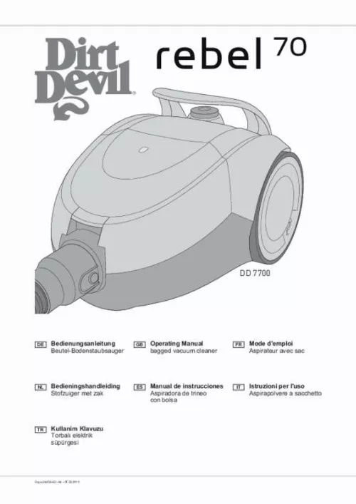 Mode d'emploi DIRT DEVIL DD7700