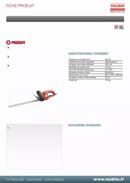 Mode d'emploi DOLMAR HT52