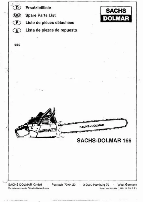 Mode d'emploi DOLMAR SACHS-DOLMAR 166