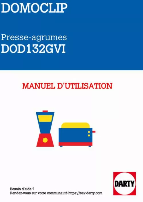 Mode d'emploi DOMOCLIP DOD132GVI